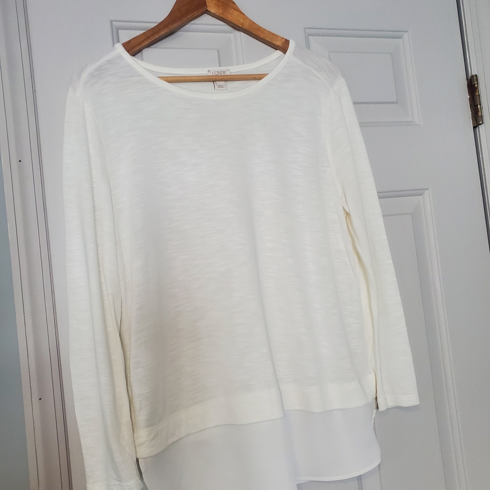 J. Crew White Long Sleeve Top